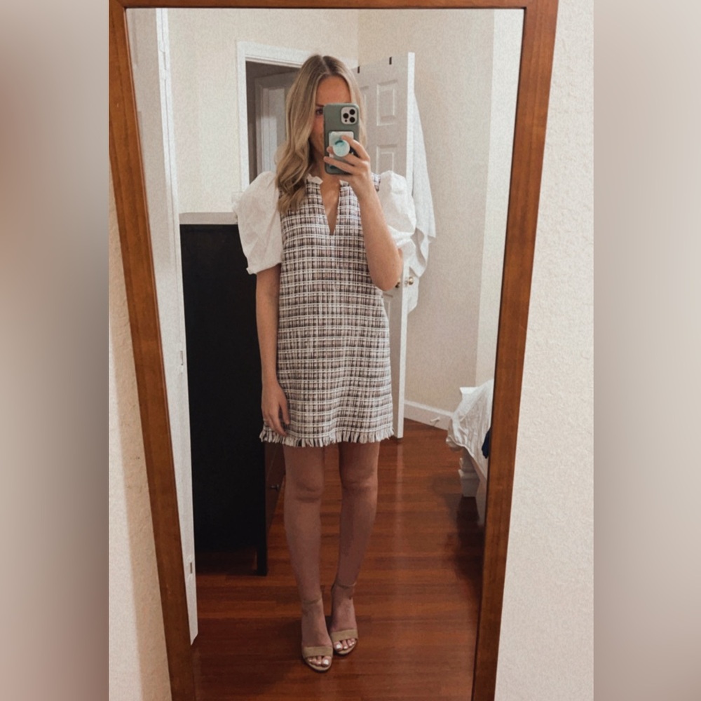 Zara puff sleeve tweed dress - XS